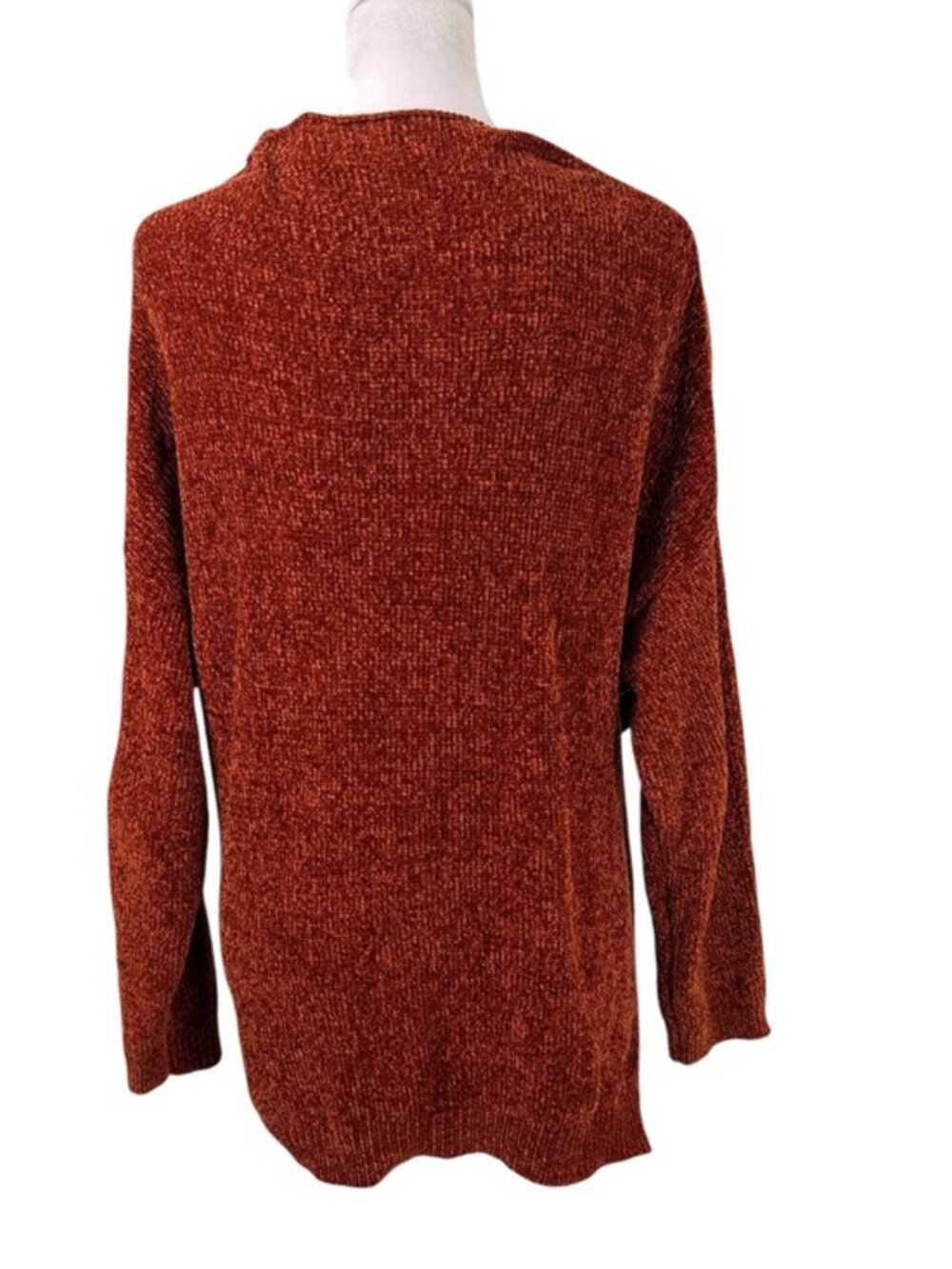 All In Favor Rust Chenille Faux Wrap Sweater Medium Soft Cozy Pullover - Picture 7 of 12